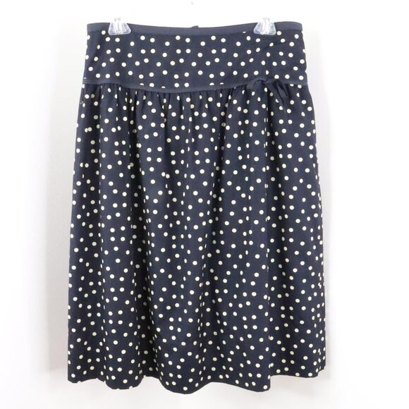 J.Crew Women's 4 Navy Blue Polka Dot High-Waist Cotton Lined A-Line Skirt - Picture 1 of 9